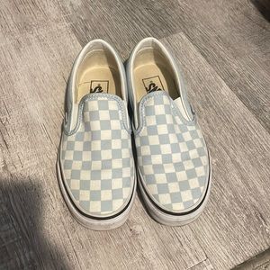 Baby blue checkered vans